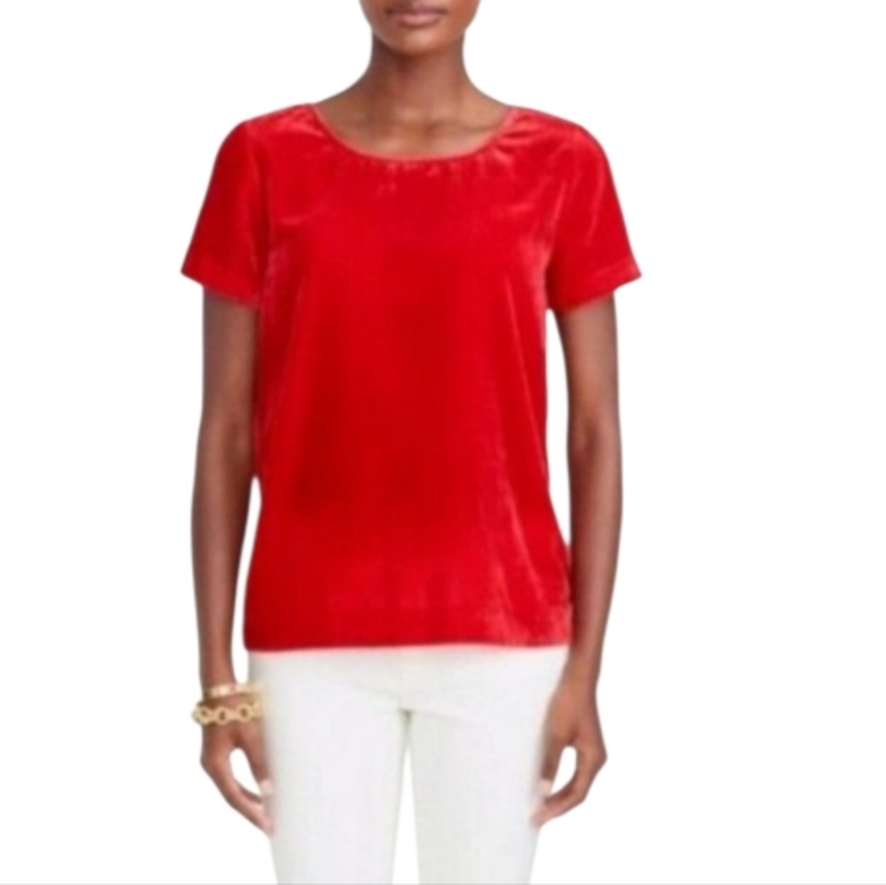 J. Crew Elegant Orangy Red Velvet Party Women's Top Size XS
